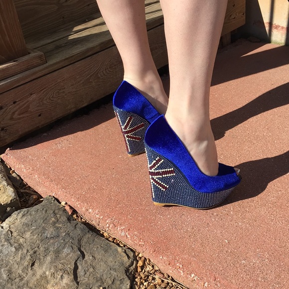 SunTour Euro 40 🇬🇧 Platform Peep-toe Wedge Vintage,Leather & Rhinestones Cover - Picture 3 of 17